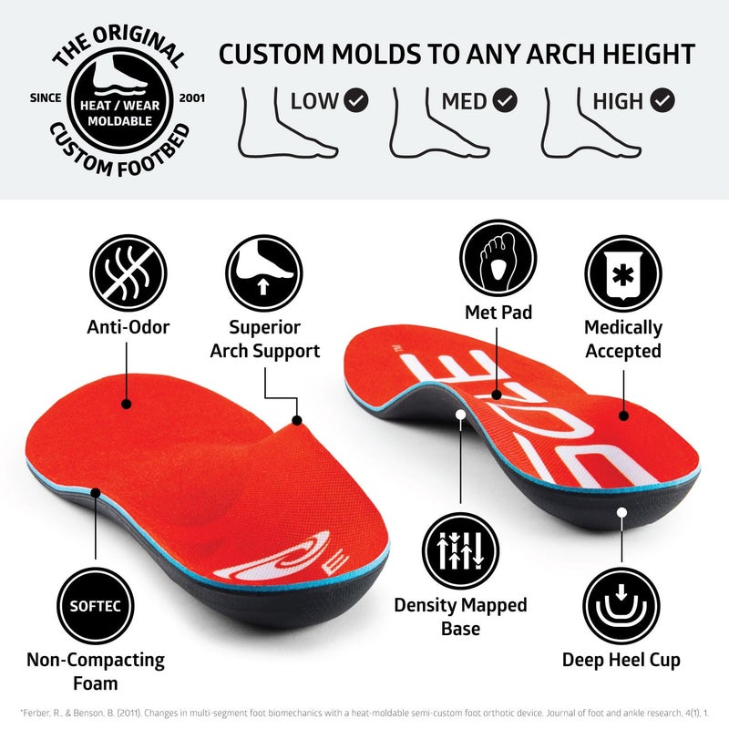 SOLE Active Medium + Met Pad Insoles - Custom Moldable Orthotic Support for Any Arch Type, Plantar Fasciitis Relief - Mens 5/Womens 7, 1 Pair - Image 3